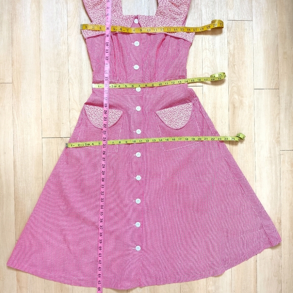SOLD 40s Vintage Princess Peggy Button Gingham Front House Dress Rockabilly VLV - Picture 12 of 12